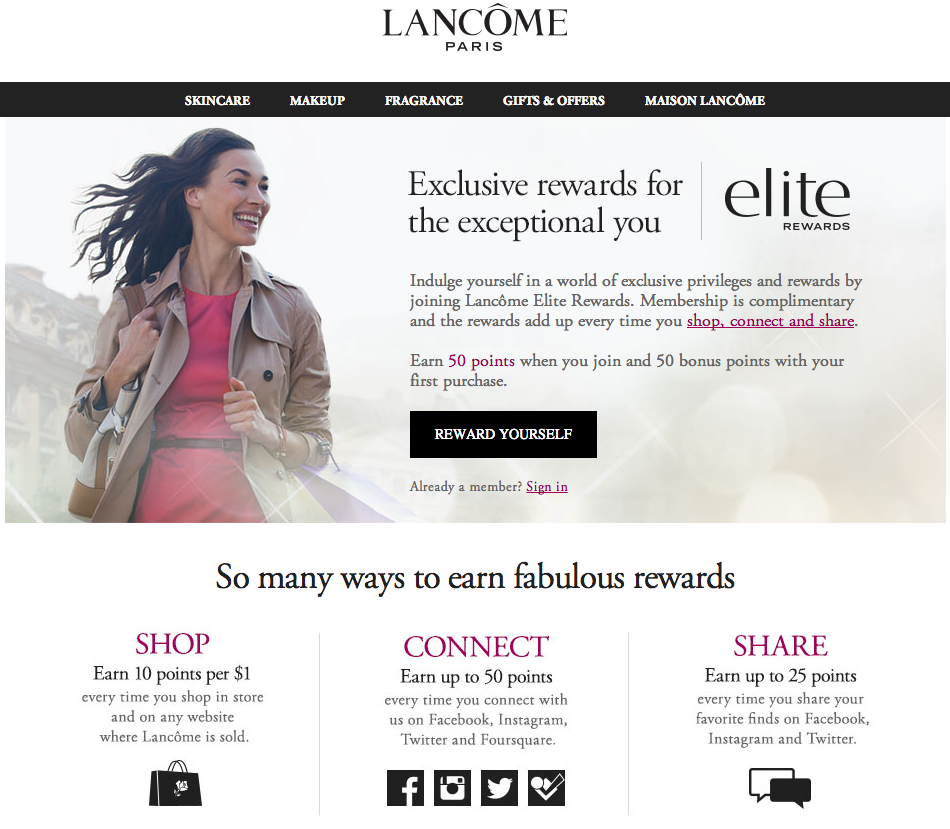 lancome makeup elite rewards program