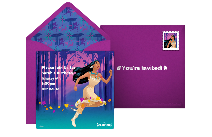 Free Pocahontas Online Invitation