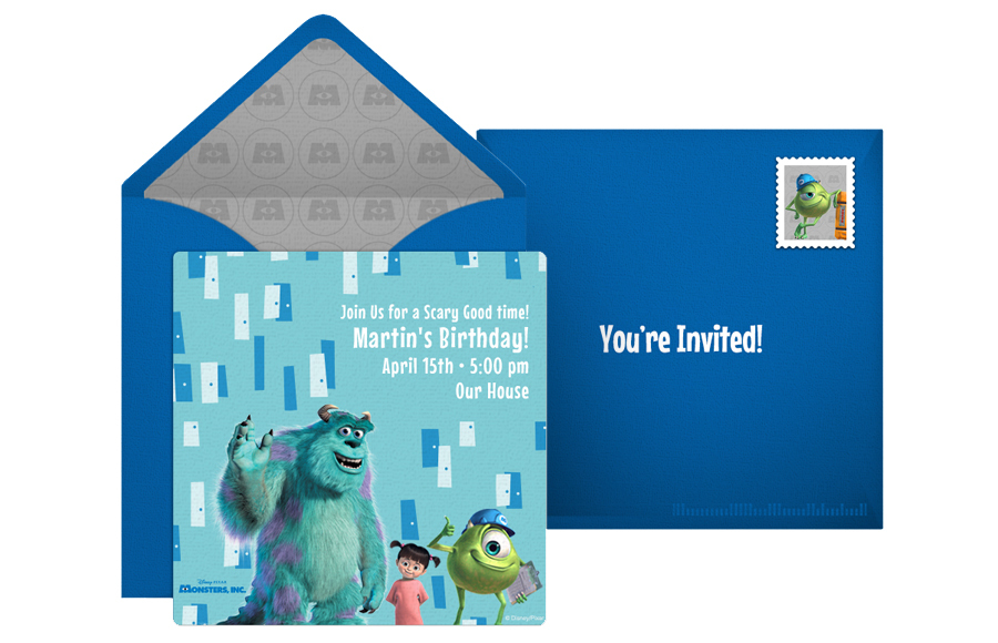 Free Disney online invitation Monsters Inc. 